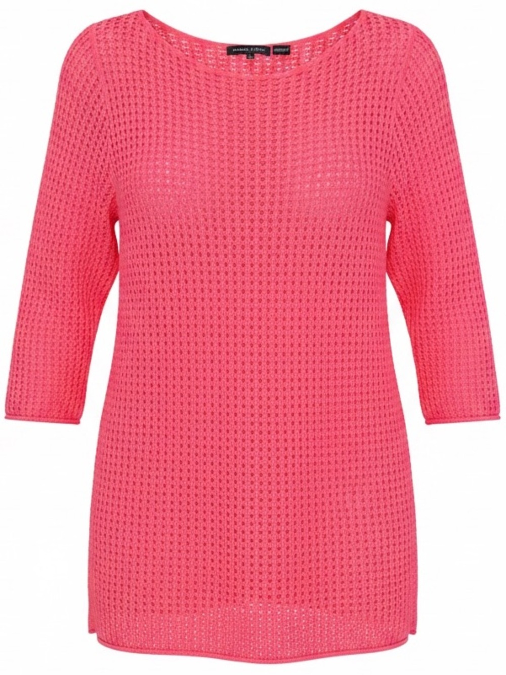 JEANNE PIERRE Open Stitch Knit Sweater Swimsuit Beach Pool Cover Up Coral SZ XL